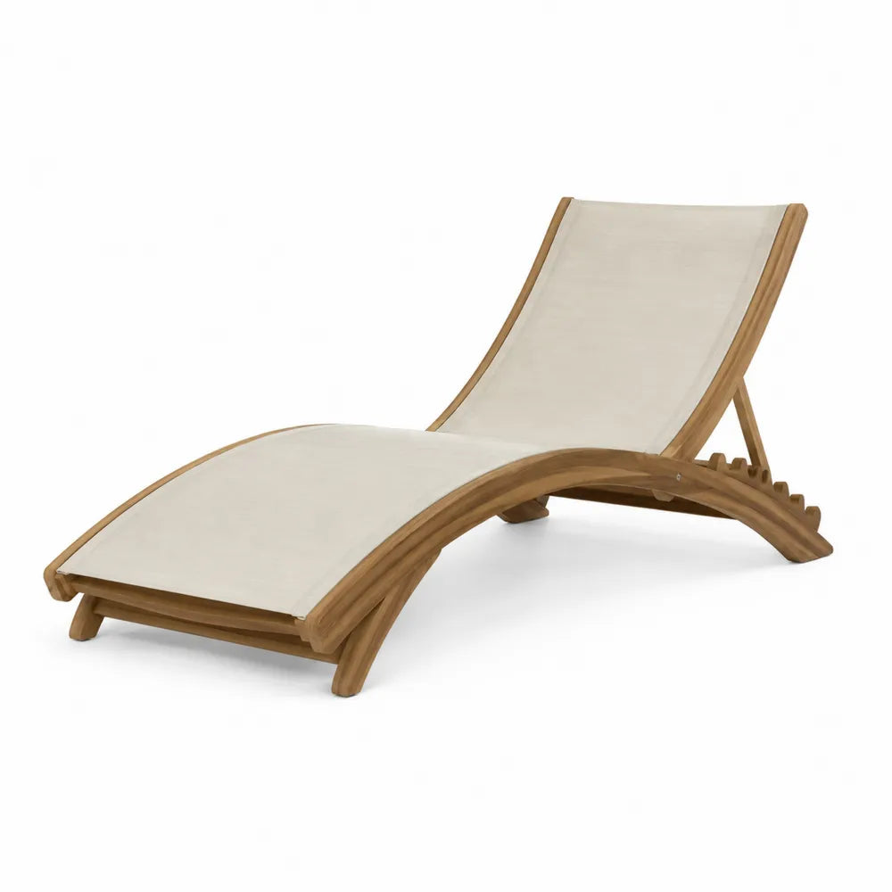 Gartenliege Teakholz Beige Polyester 200x65x35cm