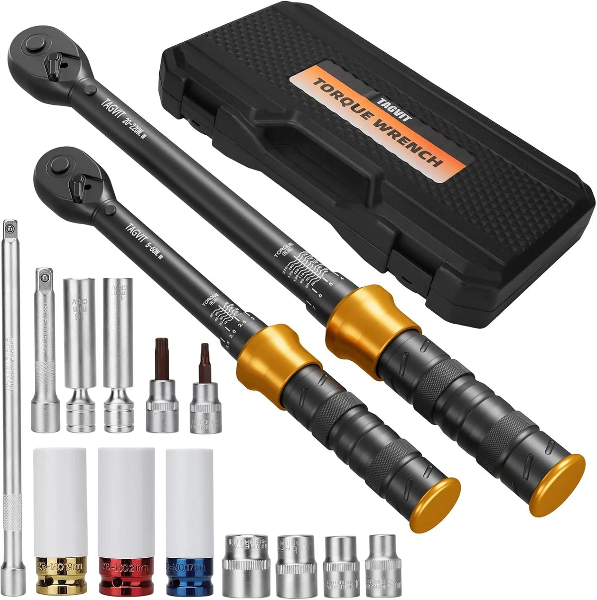 Drehmomentschlüssel: mit Steckdose, 15tlg, 60Nm, 220Nm, für Fahrzeugpflege