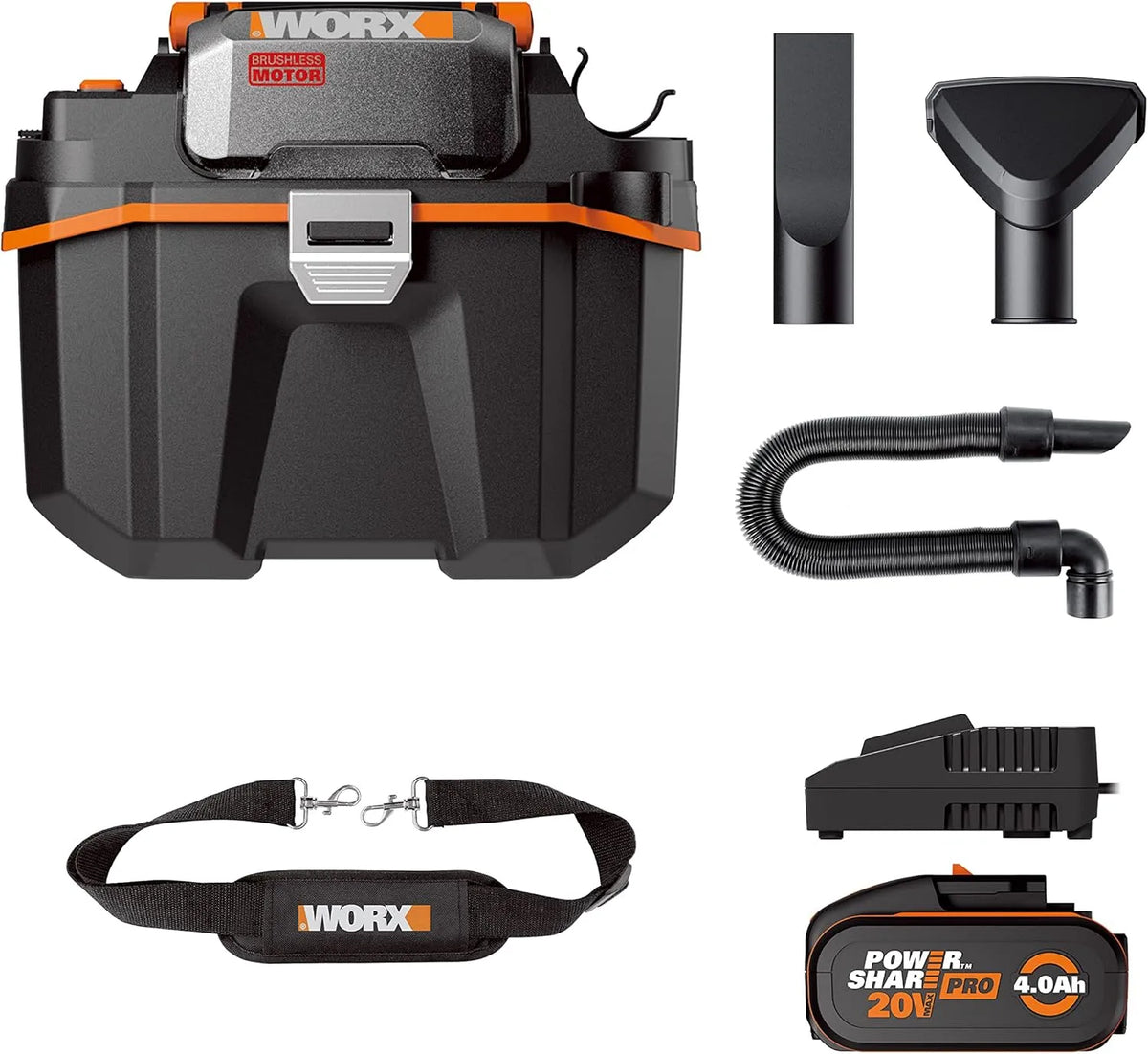 WORX Akku- WX031 Akku-Werkstattsauger 18V, MAX 20V WX031, Akku-Betrieb, tragbar, 1 STK, für Werkstatt und Heimwerken