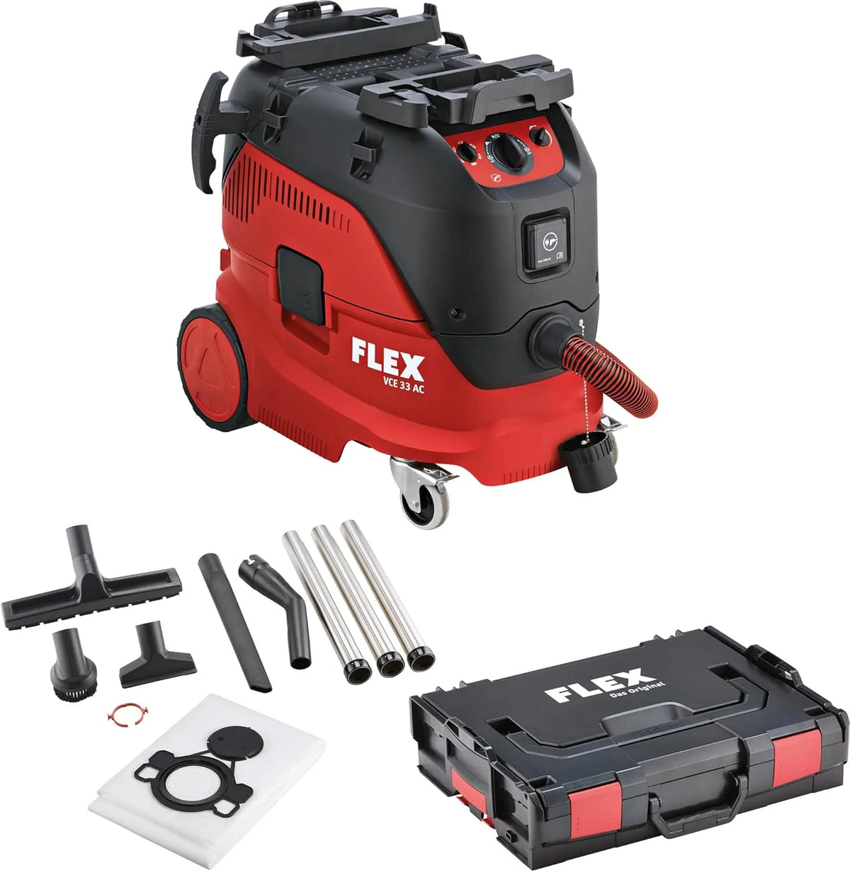 Flex Sicherheitssauger VCE 33 M AC + Vliesfiltersäcke FS-F VC, 30 l, für Werkstatt und Heimwerken, schwarz