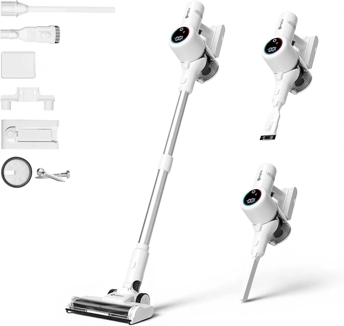 Stabstaubsauger, Akku-Betrieb, LED-Anzeige, mit Display, 0.7L, für Teppiche und Polster