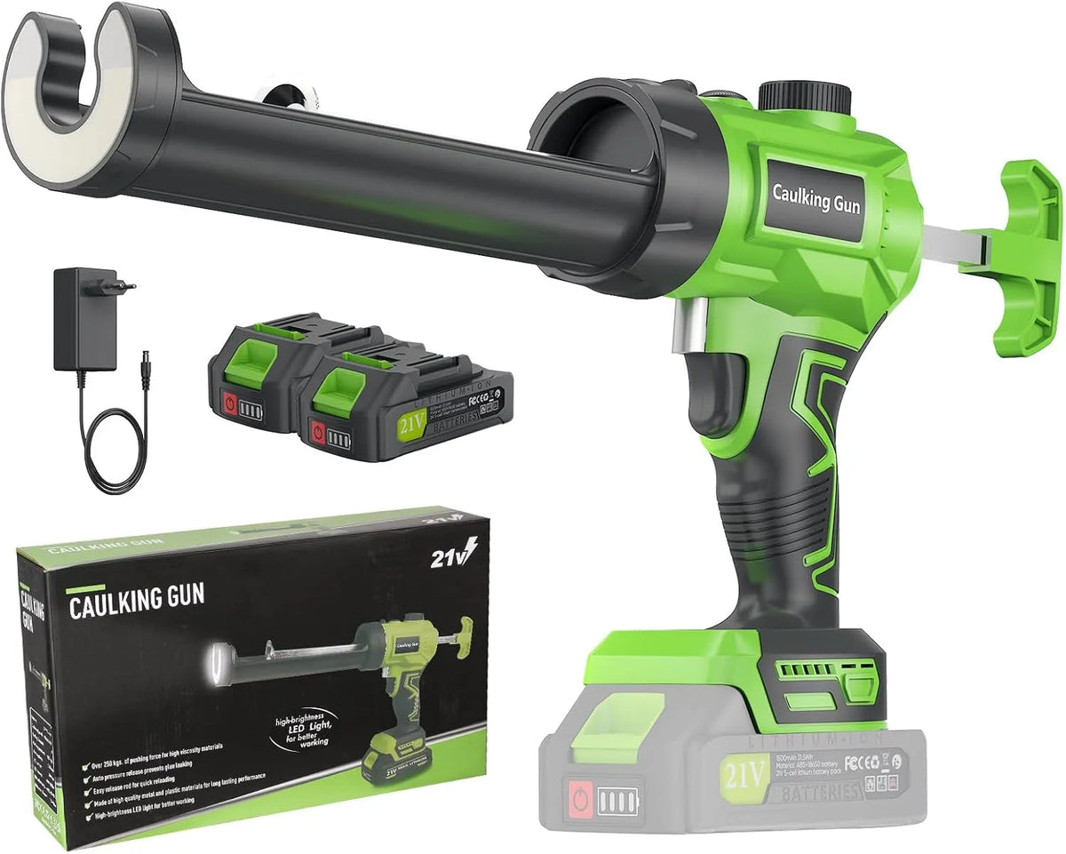 Akku-Kartuschenpresse mit zwei Batterien: Akku-Betrieb, LED-Anzeige, 280ml, 330ml, 250 kg