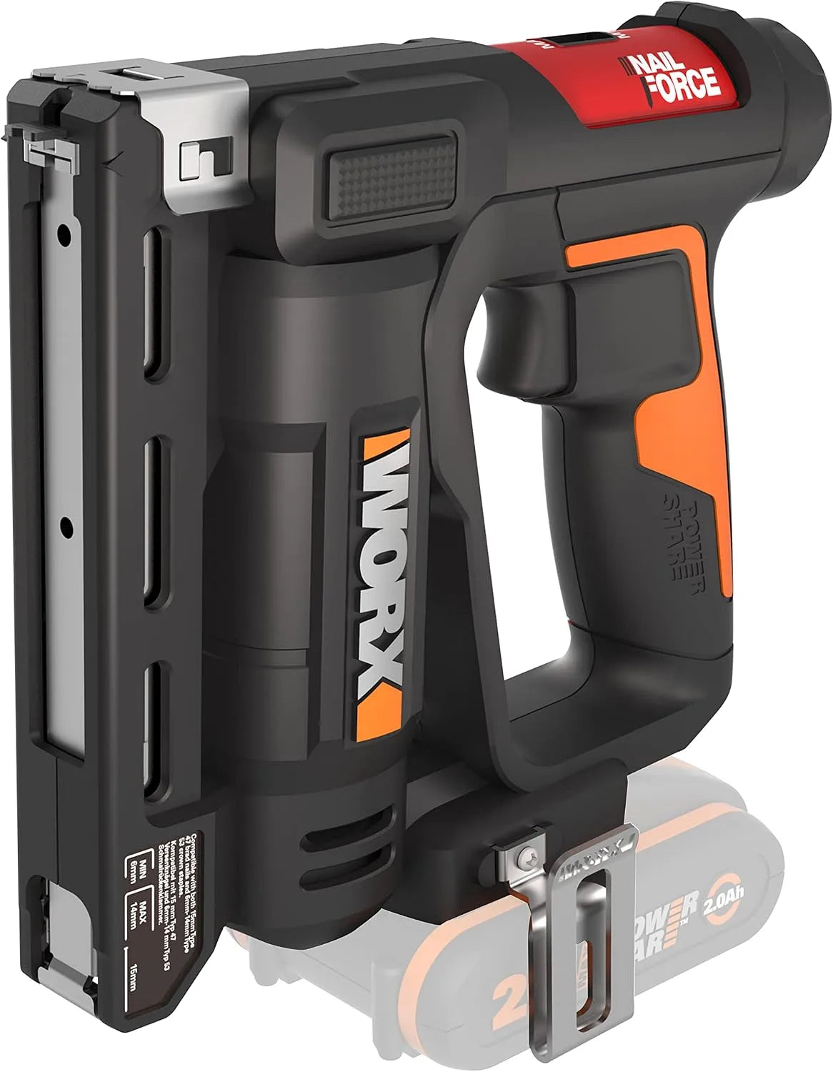 WORX WX843.9 Akku-Nagler und Elektrotacker, Akku-Betrieb, 20V
