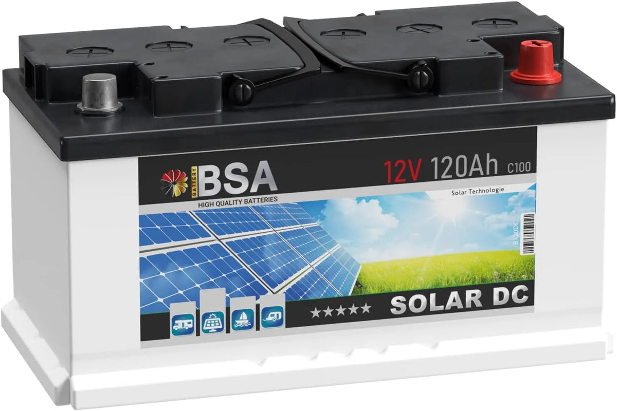 Versorgungsbatterie und Solar- und Freizeitakku, 120Ah, solarbetrieben, 12V, für Camping und Wohnmobil