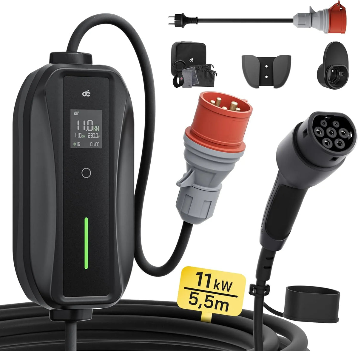 Wallbox-Ladestation für Elektroautos und Mobiles EV-Ladegerät, 11kW, dreiphasig