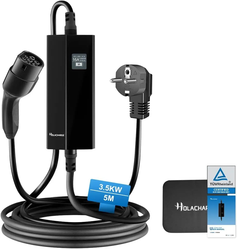 Typ-2-Ladekabel für Elektroautos und Mode-3-EV-Kabel, 3,68 kW, mit Digitalanzeige, Typ 2, Schuko-Anschluss, 5M