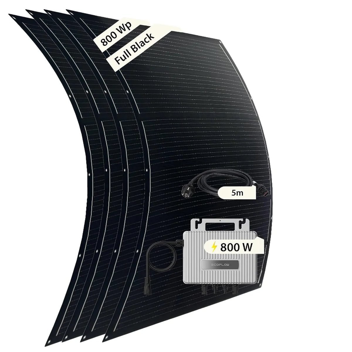 EcoFlow Balkonkraftwerk-Komplettset und Photovoltaiksystem, 5m, flexibel