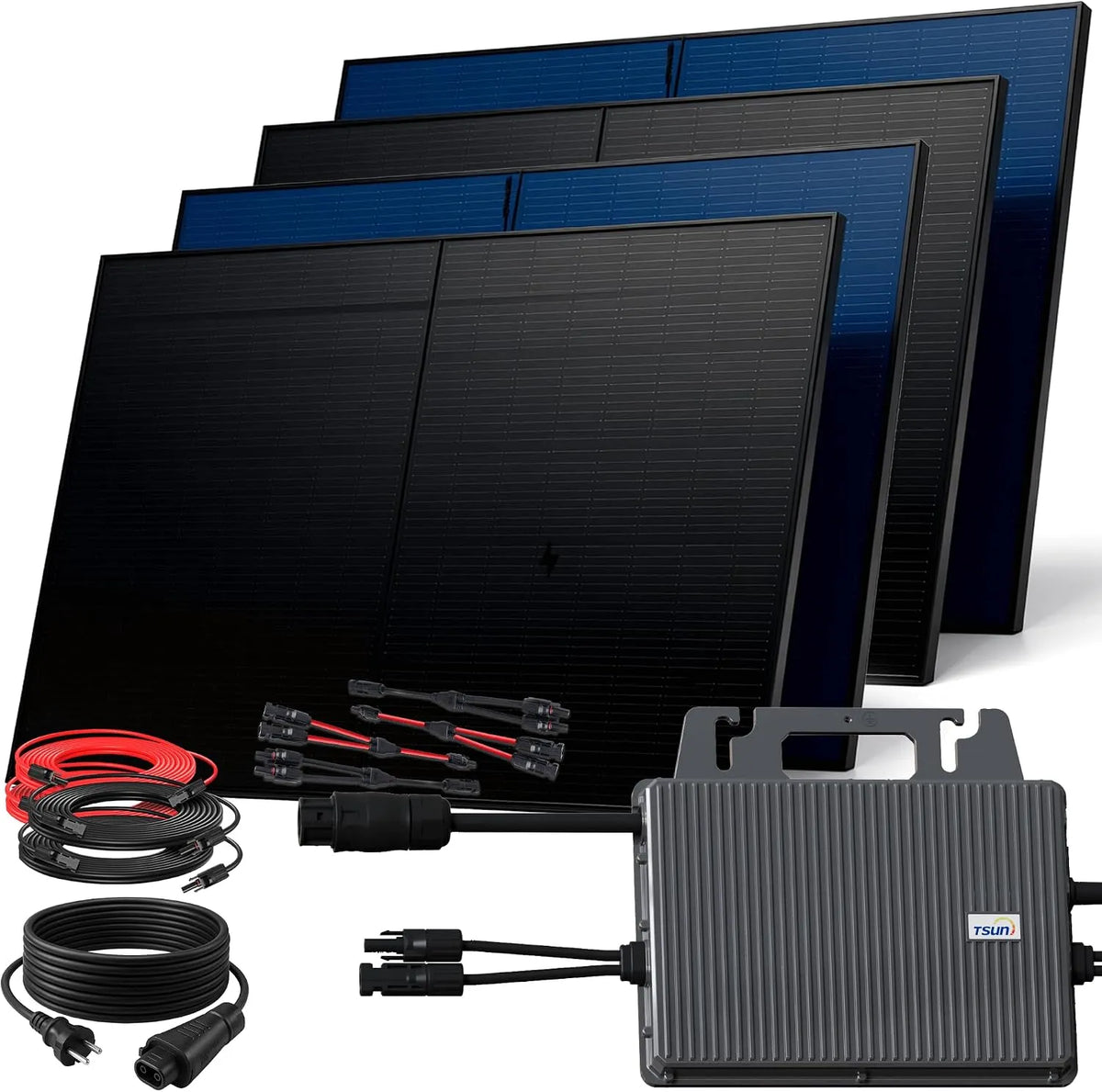 Balkonkraftwerk-Komplettset und Photovoltaiksystem, bifazial, 2000W, 800W, 500W, 5m, mit Bluetooth