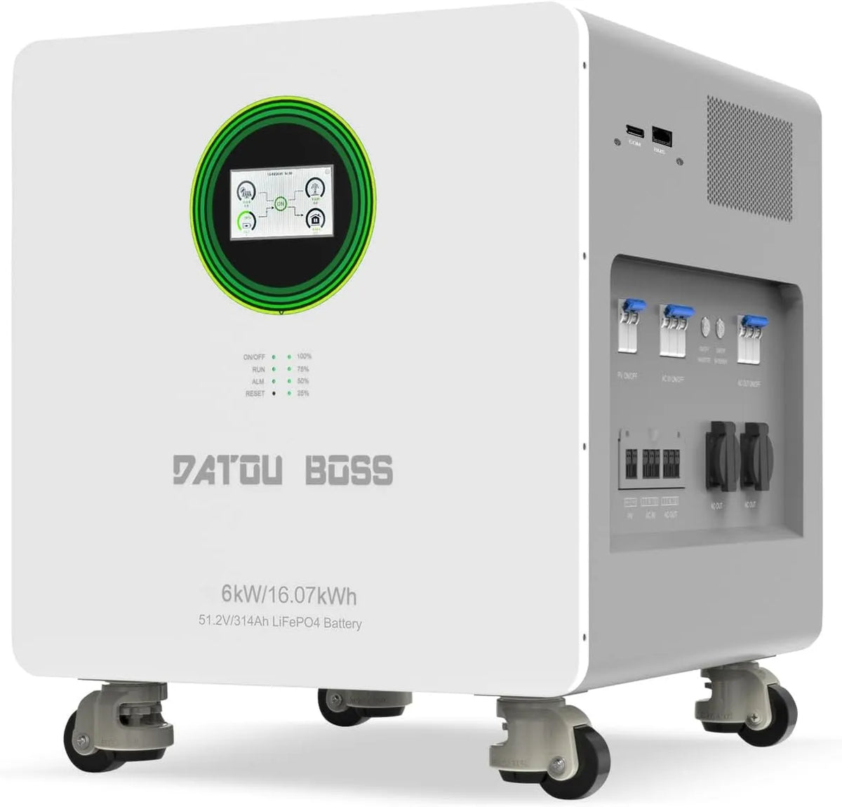LiFePO4 Hybrid-Solarwechselrichter und MPPT-Ladewechselrichter, 16.07 kWh, 6000W, mit WLAN, 9000W, 48V