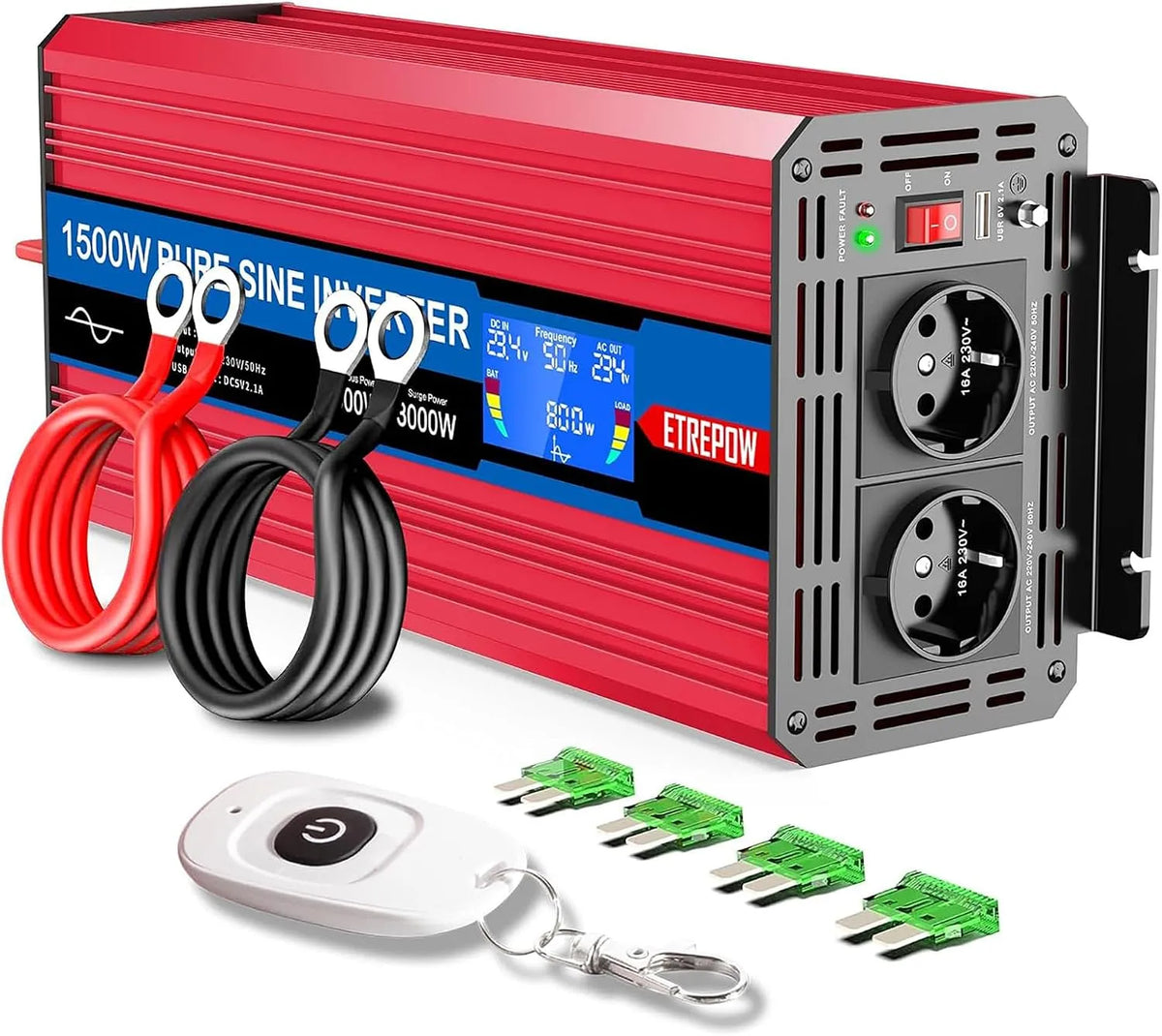 DC-AC-Wechselrichter und Spannungswandler, 1500W, 24V, 230V