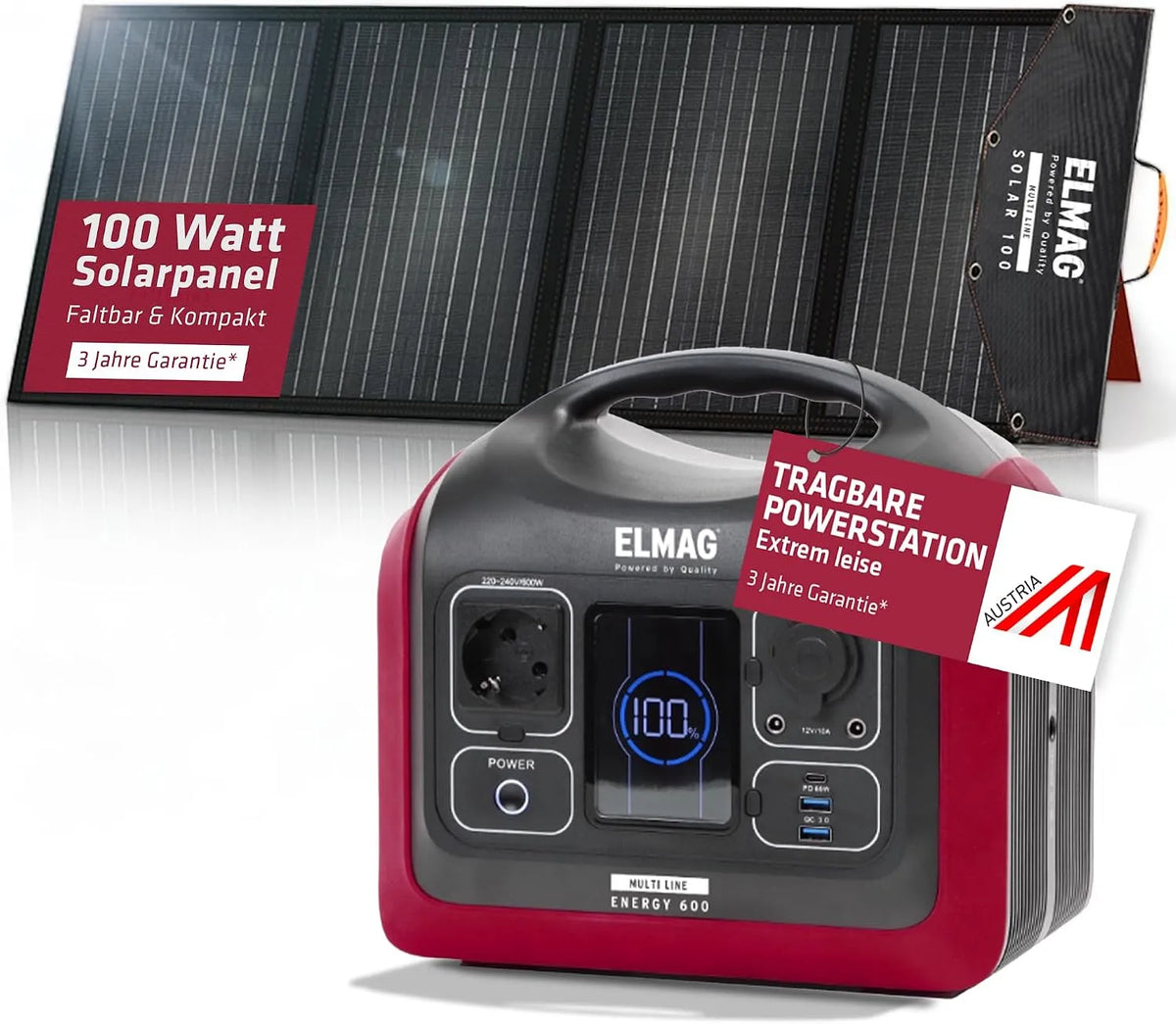 LiFePO4 Tragbare Powerstation und Solargenerator, 100 595Wh, 230V, für Camping und Wohnmobil, solarbetrieben, faltbar