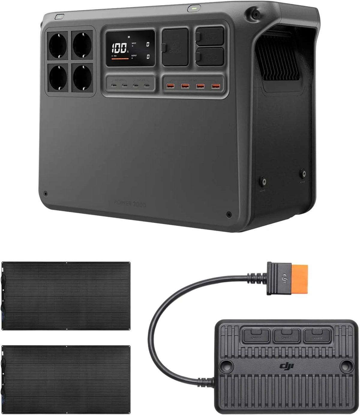 Tragbare Powerstation und Solargenerator, 2048 Wh, solarbetrieben, flexibel, 3000 W, 400W