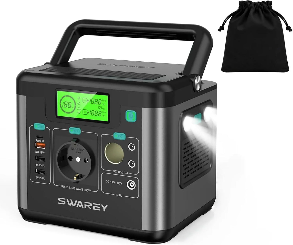 S160 Tragbare Powerstation und Solargenerator, solarbetrieben, 222Wh, 300W, 600W, 65W, mit USB-C