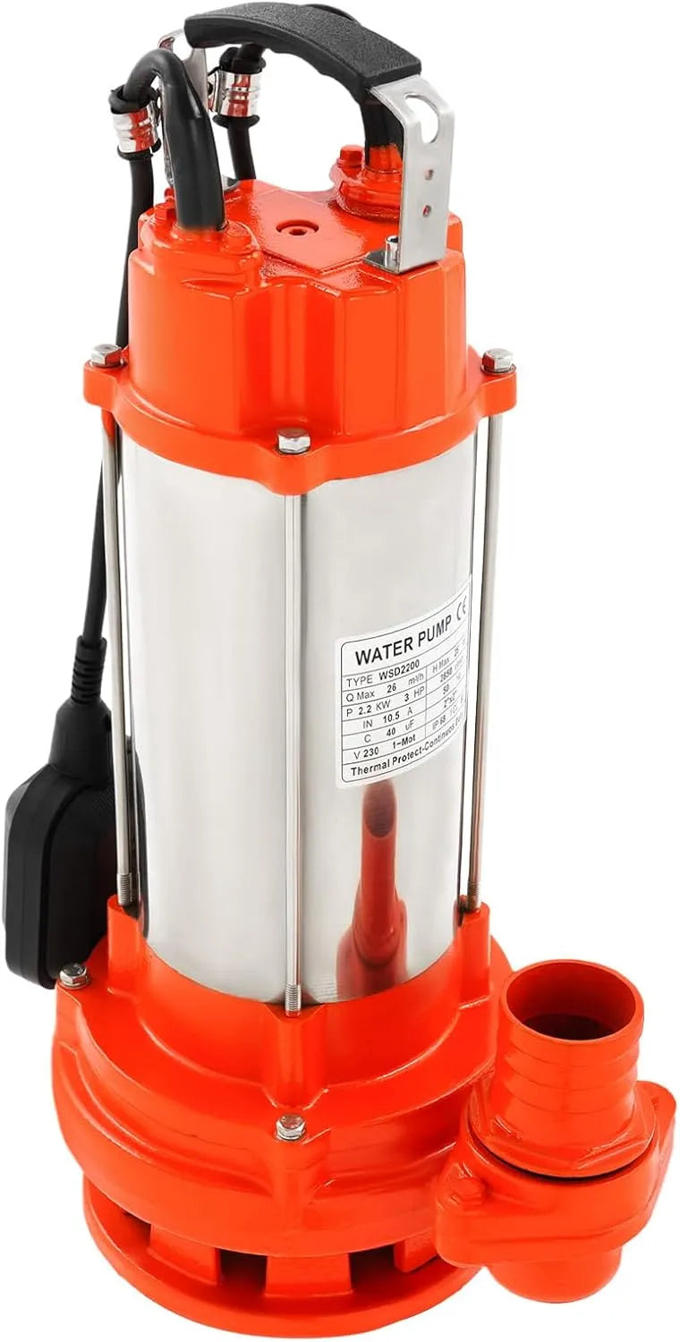 Schmutzwasser-Tauchpumpe und Entwässerungspumpe, 2200W, für Gartenbewässerung