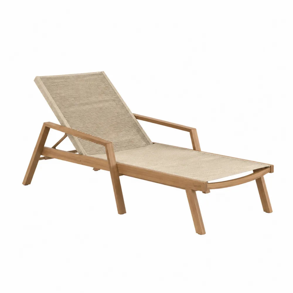 Gartenliege Teakholz Beige Verstellbar 200x68x35 cm