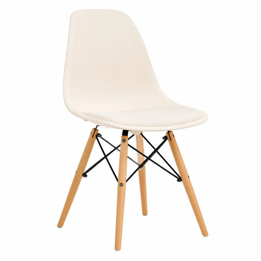 Esszimmerstuhl Kunststoff Beige Buchenholzbeine