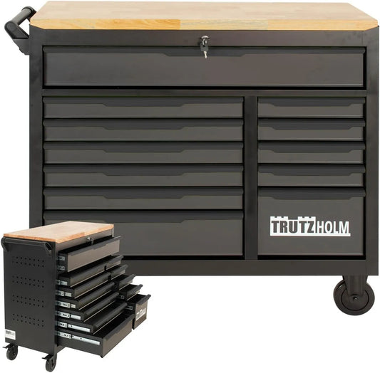Werkstattwagen und Werkzeugwagen – mit Schubladen, abschließbar, 12 Schubladen, 103 × 112 cm, für Werkstatt und Heimwerken, anthrazit