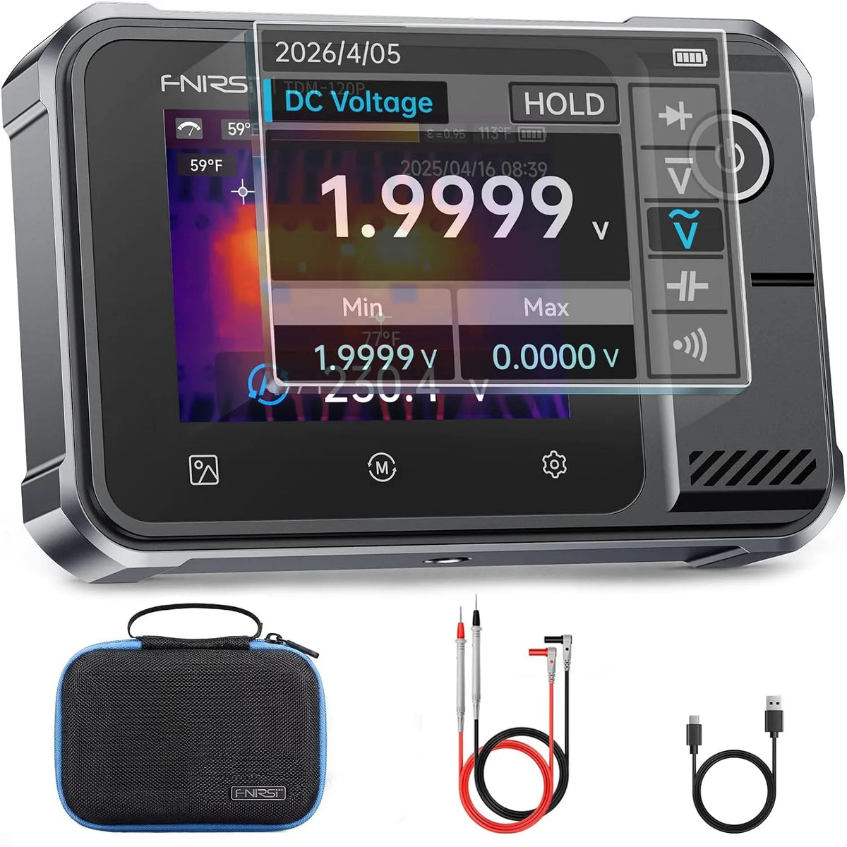 Wärmebildkamera: TDM-120P, mit Kamera, Touch-Display, 2-in-1,2, 8 Zoll, für Fahrzeugpflege, FNIRSI TDM-120P