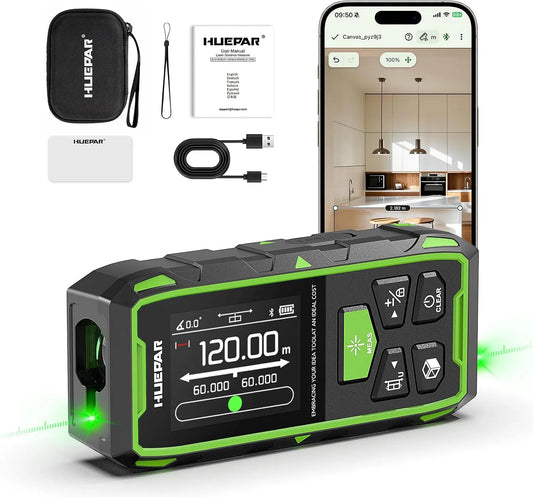 Laser-Entfernungsmesser, LCD, Bluetooth-Konnektivität, grün
