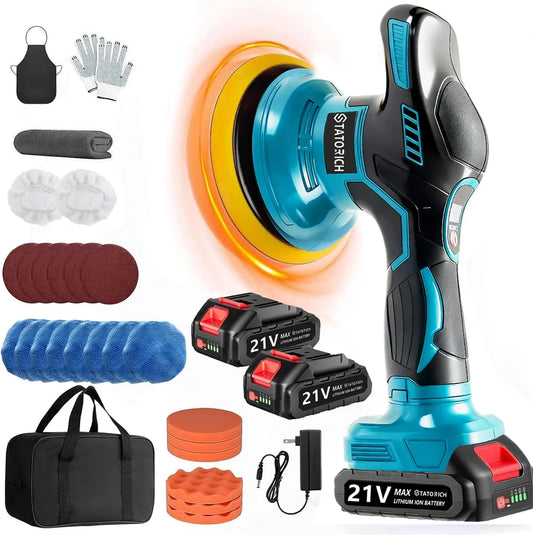 Makita 18V Poliermaschine und Elektropolierer – Akku-Betrieb, 27-tlg, 150mm, 21V, für Fahrzeugpflege