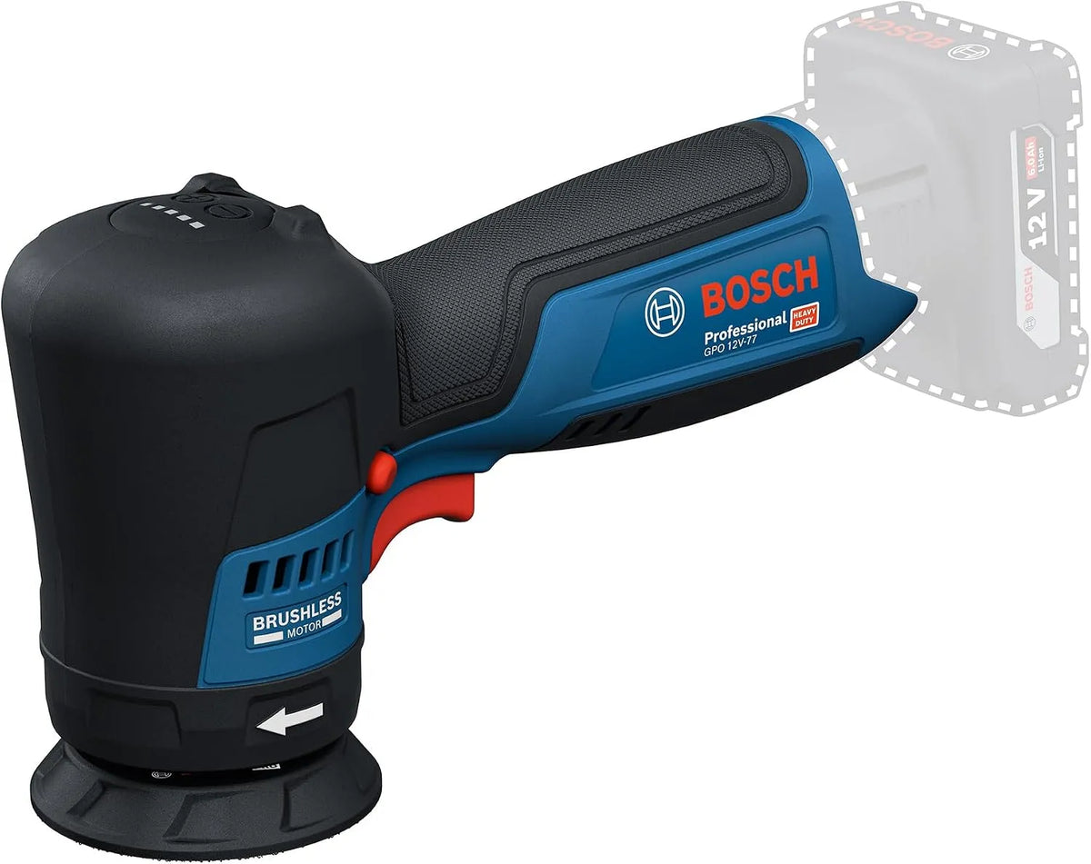 Bosch PRO 12V System Akku-Polierer GPO 12V-77 inkl. montiertem 77 mm: Akku-Betrieb