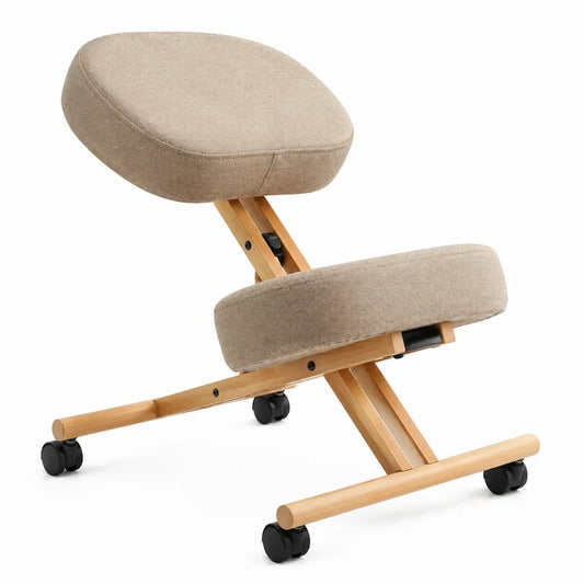 Ergonomischer Kniehocker Holzrahmen Beige Polyester
