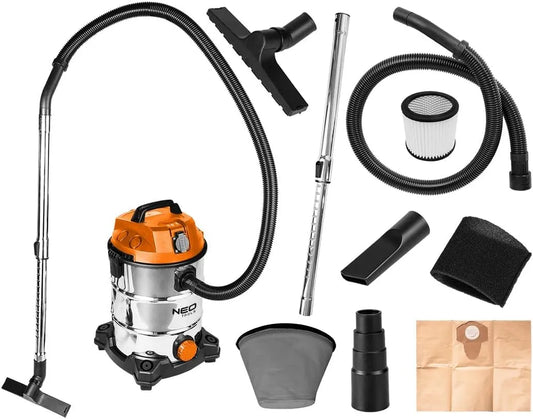 Nass-Trockensauger und Industriesauger, Staubsauger, mit Steckdose, aus Edelstahl, 35mm, 4 m, 30L, 1400W