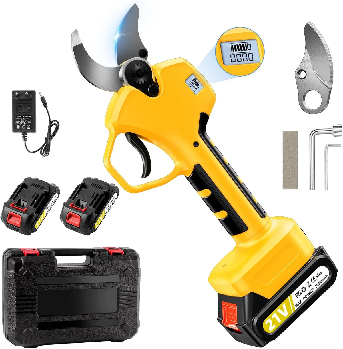 Astschere, SK7-, Akku-Betrieb, LED-Anzeige, mit Display, 50 mm, 4000mAh, für die Gartenpflege