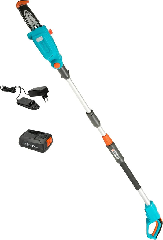 Gardena Akku-Teleskop- TCS 20 Hochentaster und Teleskop-Astsäge, Akku-Betrieb, Teleskopstiel, 4 m, 18V
