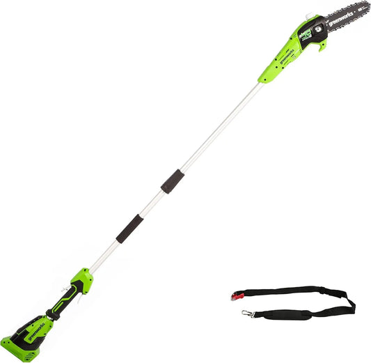 Greenworks G40PSF Hochentaster und Teleskop-Astsäge, Akku-Betrieb, 20 cm, 8 m, 2.58m, 64 kg, für Fahrzeugpflege