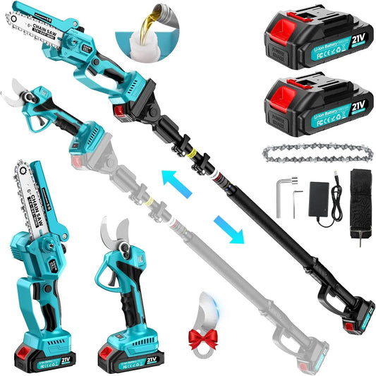 Astschere, Akku-Betrieb, Teleskopstiel, 33 mm, 2,2 m, 4,2 m, 6 Zoll, für die Gartenpflege