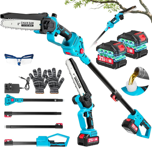 Hochentaster und Teleskop-Astsäge – Akku-Betrieb, bürstenloser Motor, 2-in-1,1, 4 m, 1,9 m, 2,4 m, für Holzbearbeitung