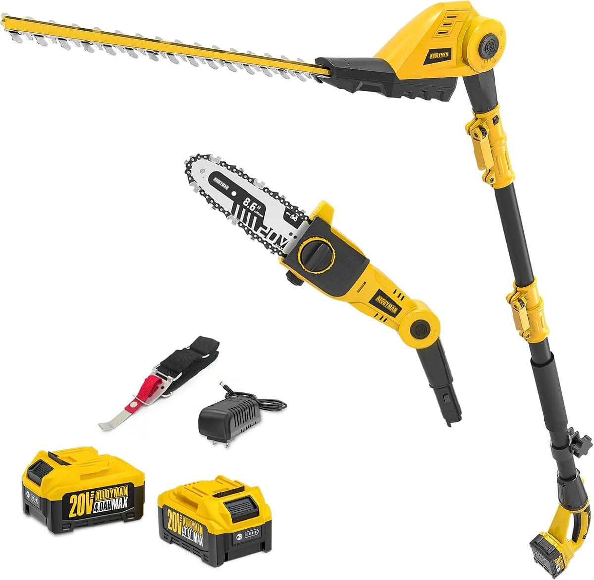 Hochentaster und Teleskop-Astsäge: MAX, Akku-Betrieb, Teleskopstiel, 2-in-1, 20V, 4,0 Ah