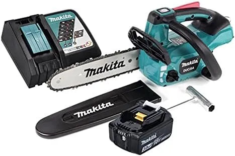 Makita DUC 254 Kettensäge zum Ablängen von Holz und Schneiden stärkerer Äste, Akku-Betrieb, bürstenloser Motor, 25 cm, 18 V, 3,0 Ah