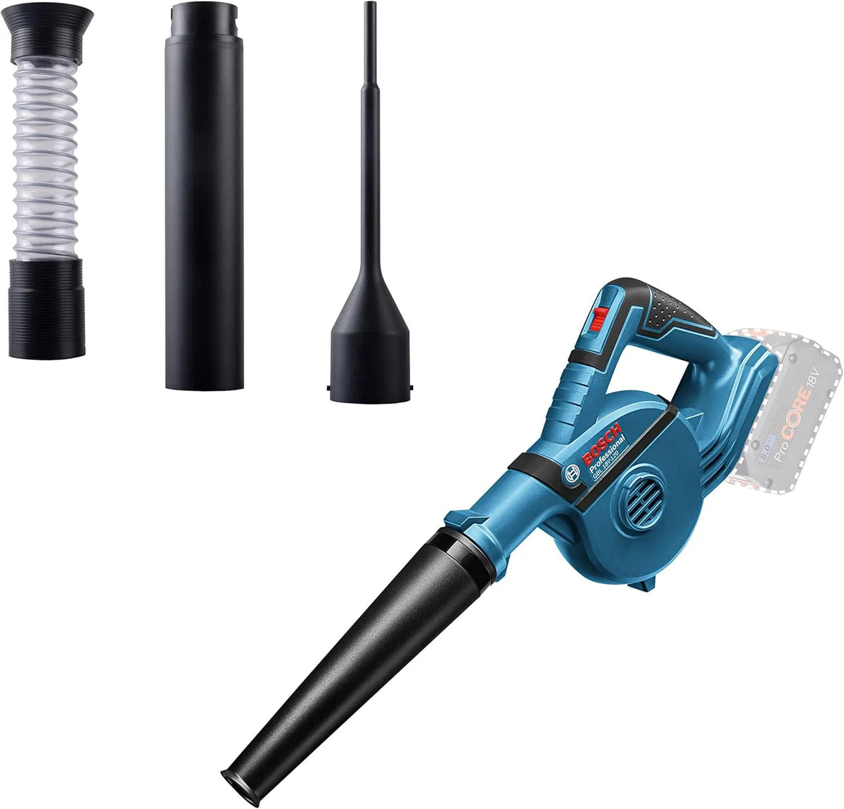 Bosch Professional 18V System Akku Gebläse GBL 18V-120 bis zu 270: Akku-Betrieb, für gewerblichen Einsatz, 270 Km/h