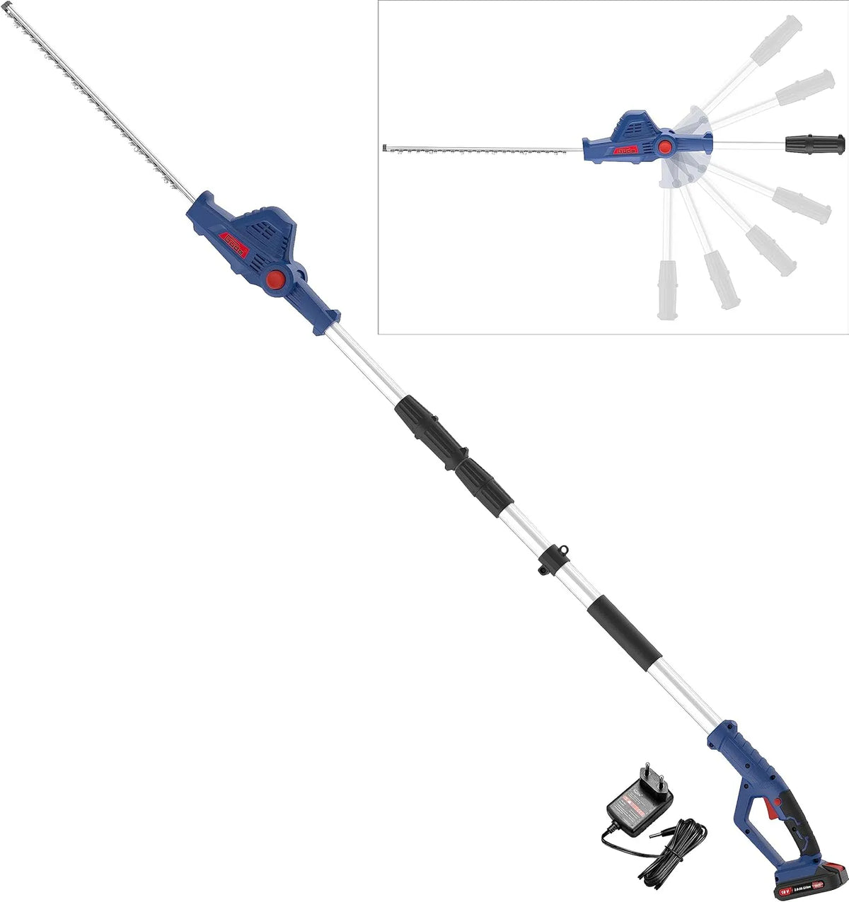 Güde HST 18 Heckenschere: Akku-Betrieb, Teleskopstiel, 43 cm, 15 mm, 65 m, 18 V