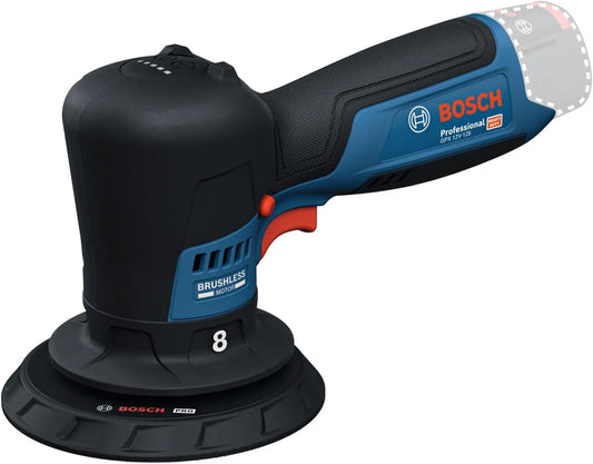 Bosch Professional 12V System Akku-Polierer GPX 12V-125 inkl. Baretool mit montiertem – Akku-Betrieb, für gewerblichen Einsatz, 125 mm