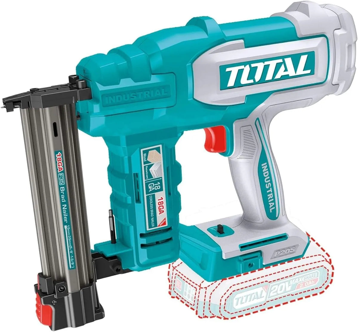 Akku-Nagler und Elektrotacker, TCBNLI2005, Akku-Betrieb, 20 V, TOTAL F15-F35