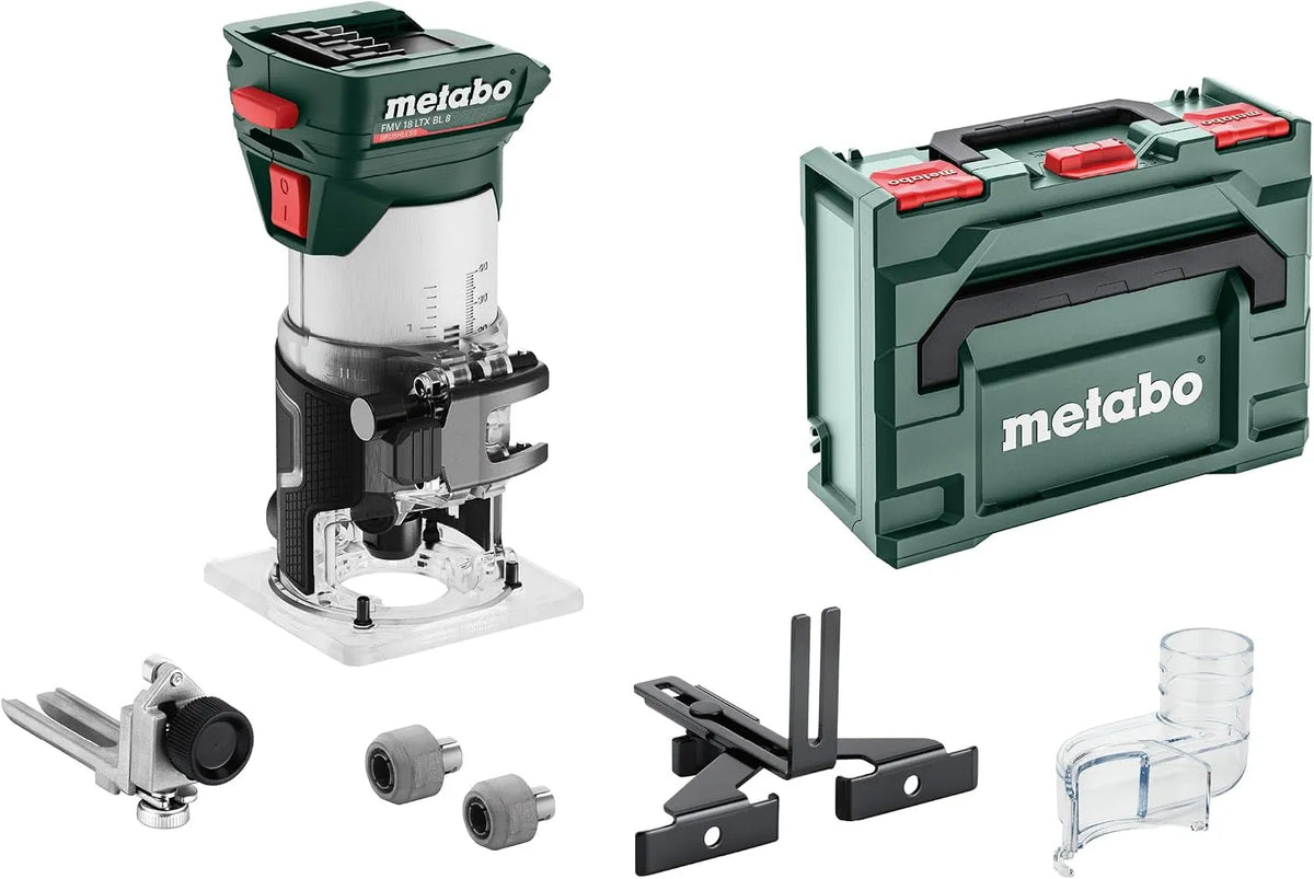 Metabo FMV 18 FMV 18 LTX BL 8 Akku-Oberfräse für Nuten, Kantenbearbeitung und präzise Profile in Holz: Akku-Betrieb, bürstenloser Motor, 8 mm
