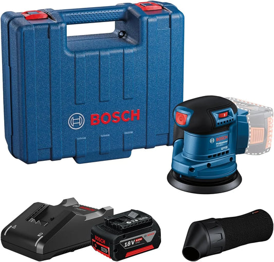 Bosch GEX 185 Exzenterschleifer: Akku-Betrieb, für gewerblichen Einsatz, 18V, 4,0Ah