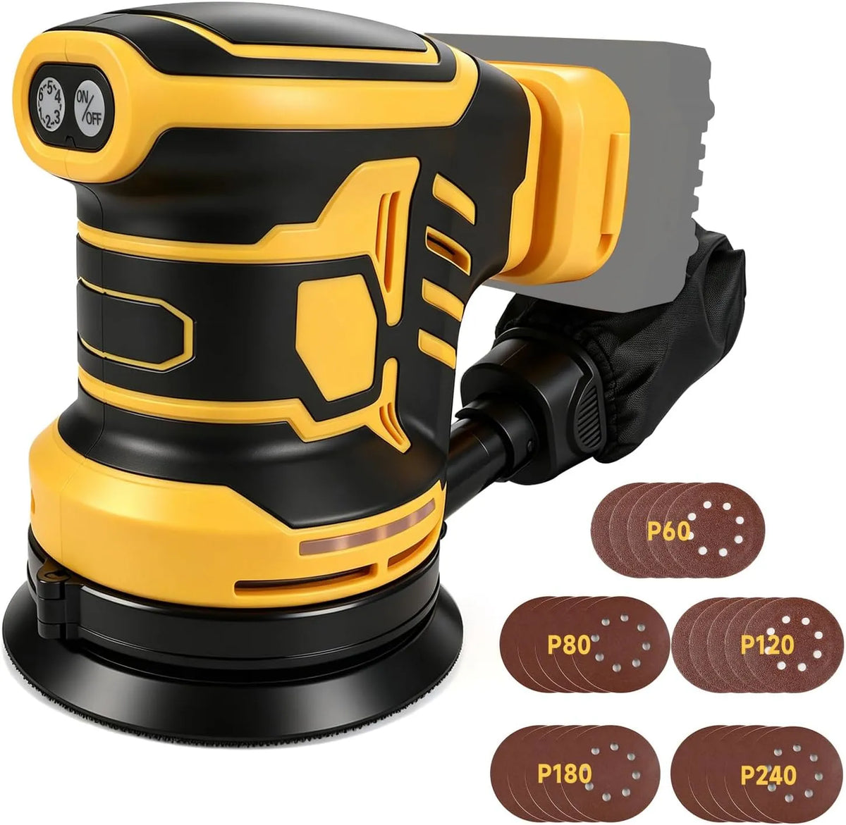 DeWalt 18 Exzenterschleifer: Akku-Betrieb, Staubabsaugung, aus Holz, 125MM, 20V, 6 Geschwindigkeiten, für Holzbearbeitung