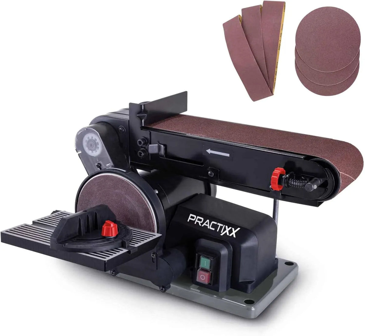 Practixx Band- und Tellerschleifer PX-BTS-370 Schleifmaschine zum Egalisieren von Flächen und Vorbereiten für die Endbearbeitung