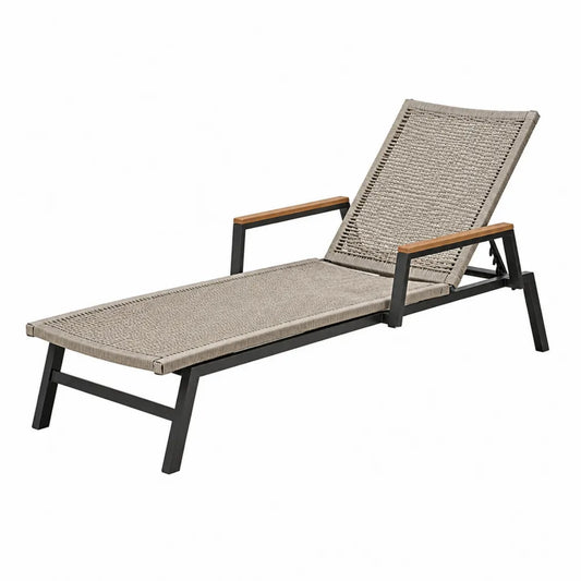 Verstellbare Gartenliege Aluminium mit Polyesterrattan Beige