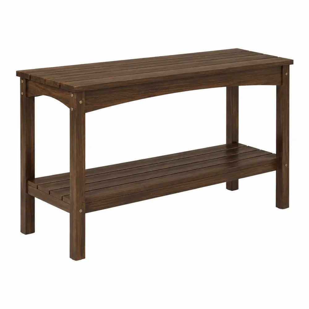 Holztisch Akazienholz Dunkelbraun mit Regal 120x50x80 cm