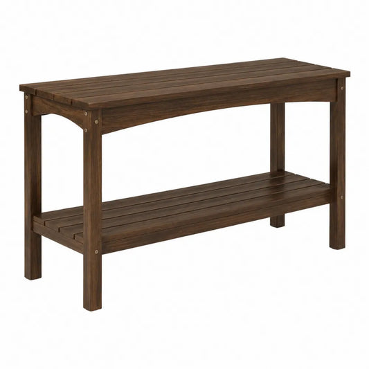 Holztisch Akazienholz Dunkelbraun mit Regal 120x50x80 cm