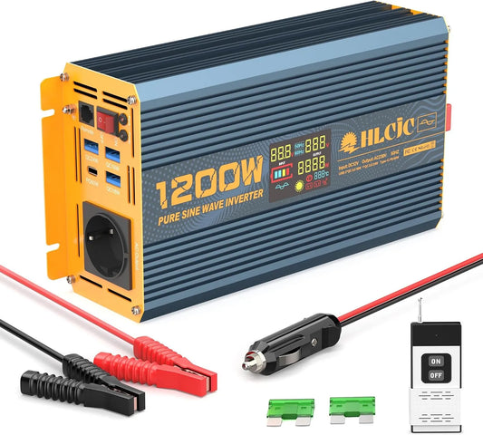 DC-AC-Wechselrichter und Spannungswandler, 1200W, 2400W, 12V, 230V, für Camping und Wohnmobil