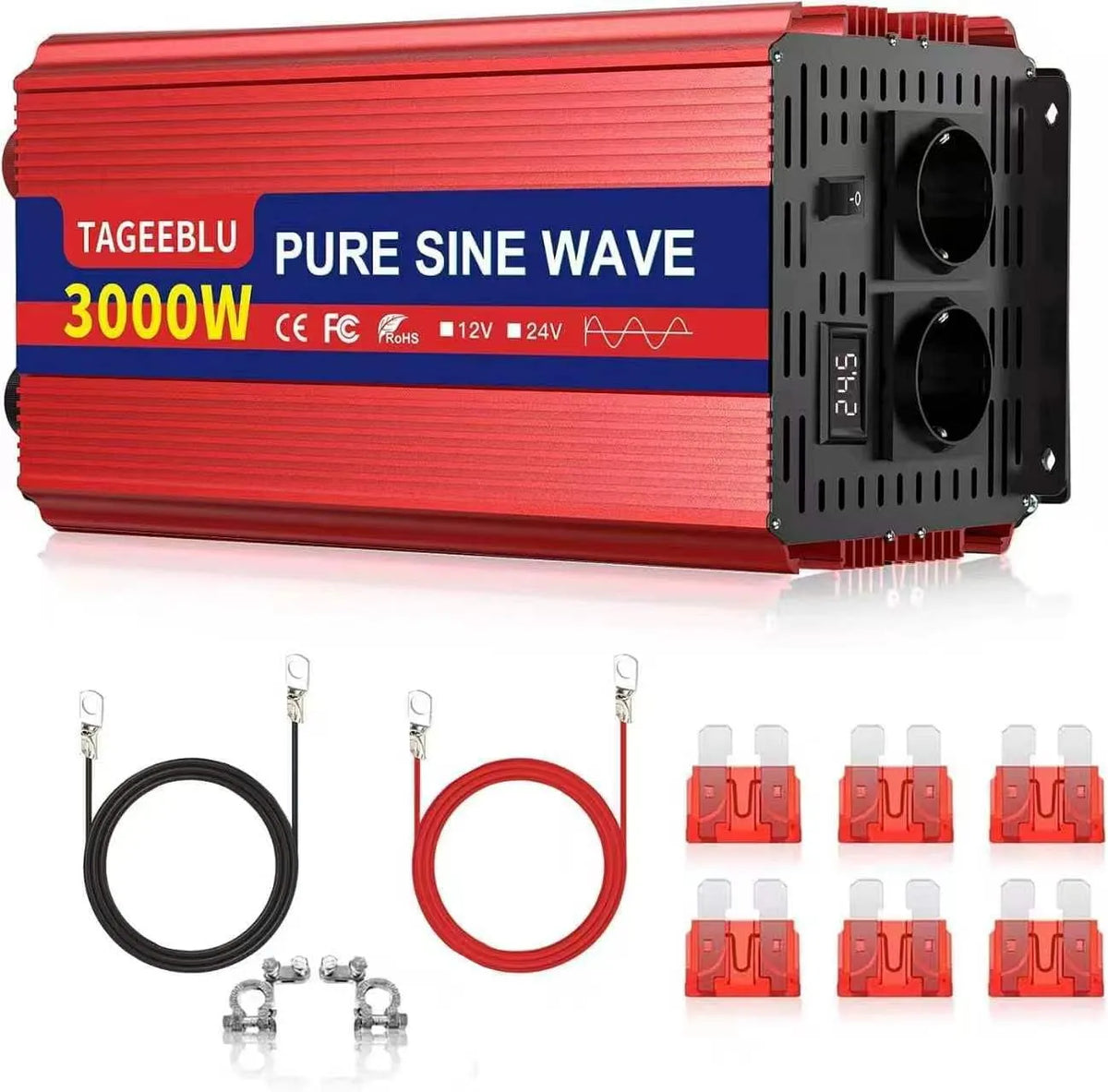DC-AC-Wechselrichter und Spannungswandler, 3000W, 24V, 230V