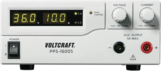 VOLTCRAFT PPS-16005 Regelbares DC-Labornetzgerät und Tischnetzteil, 360 W, programmierbar, 36 V, 0-10 A, für Elektroniktest und Reparatur