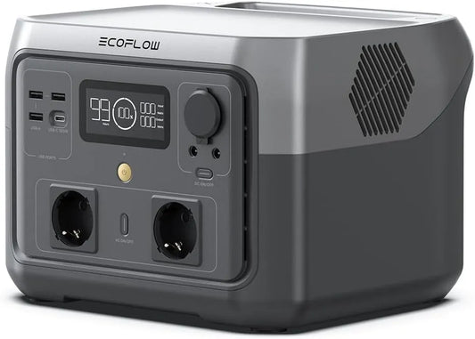 EF ECOFLOW RIVER 2 MAX Tragbare Powerstation und Solargenerator, solarbetrieben, 512 Wh, 1000 W, Schnellladefunktion, für Camping und Wohnmobil