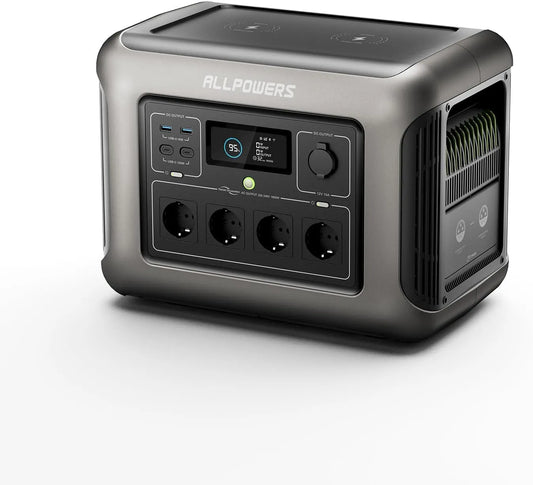 ALLPOWERS R1500 Tragbare Powerstation und Solargenerator, 1152WH, 1800W, für Camping und Wohnmobil, solarbetrieben, mit USB-C, Schnellladefunktion